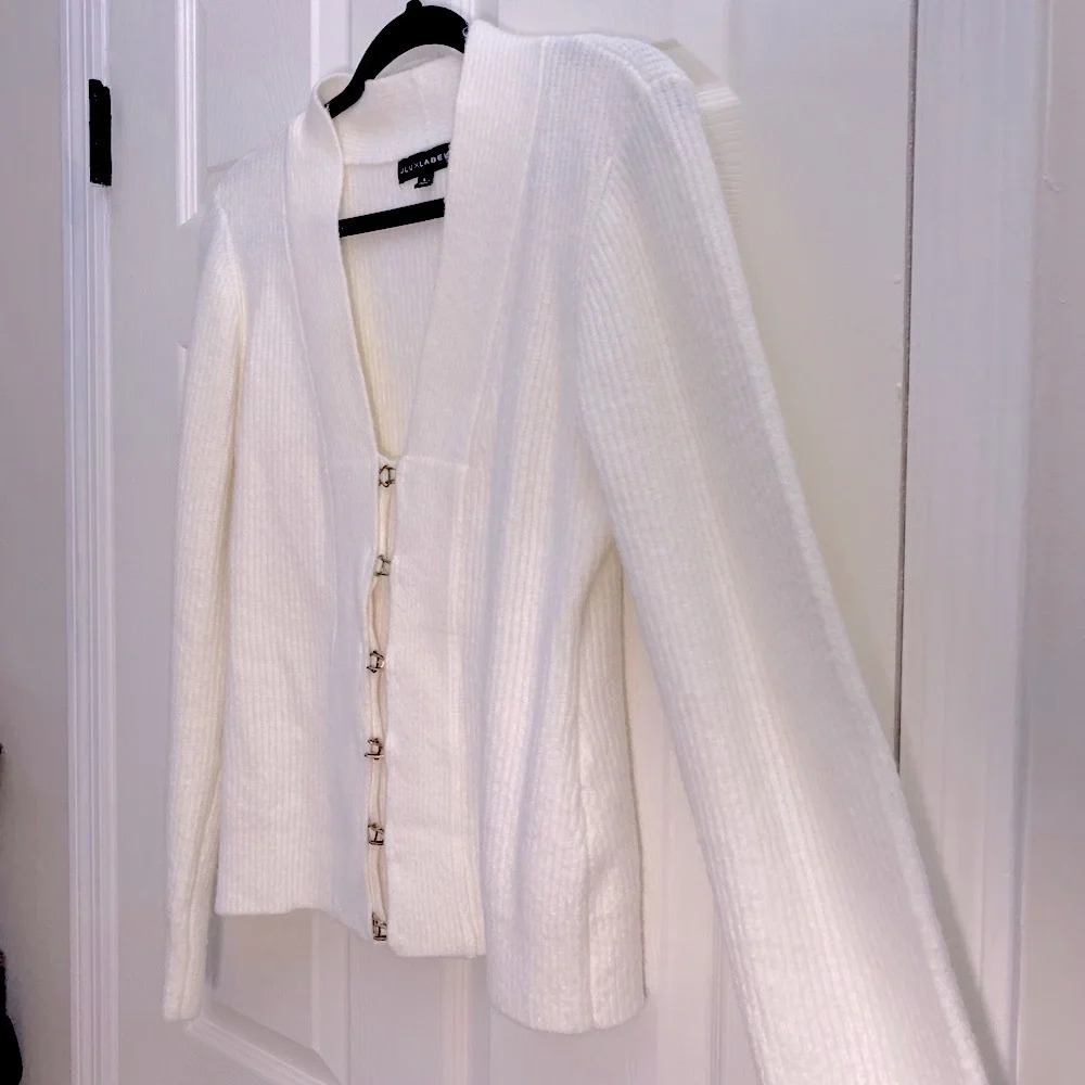 Elegant JLUXLABEL Cream Women's Sweater/cardigan size L - Picture 5 of 11